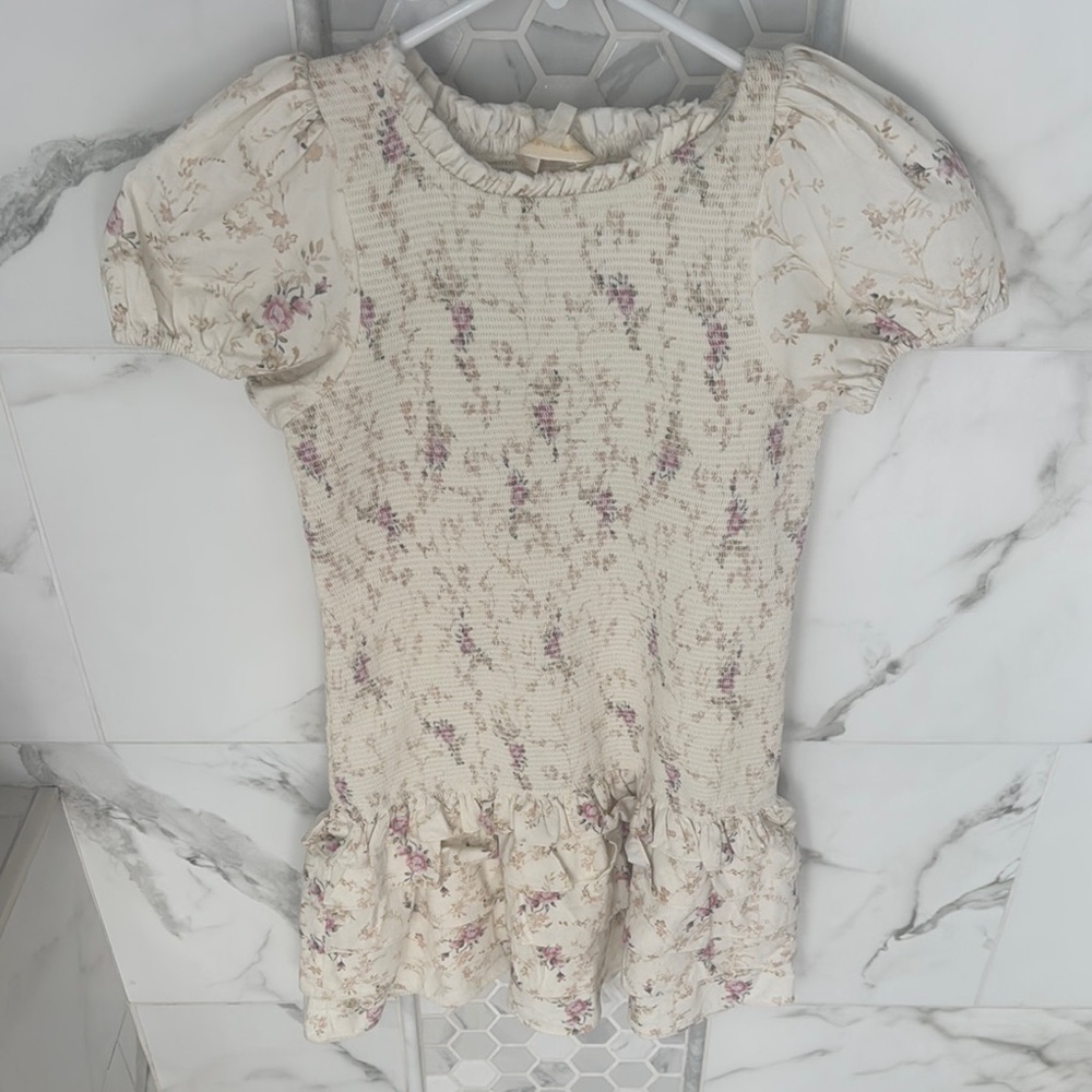 Cream  smock Fitted Formal Dress Love Shack Fancy